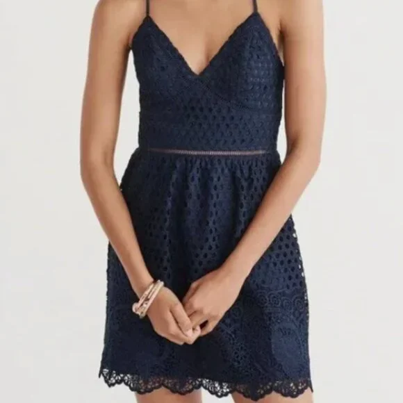 women's blue eyelet dress Women's Eloise Dress in Navy Garden Eyelet main image 0